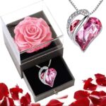 OCEAN HEART NECKLACE WITH ETERNAL ROSE JEWELRY BOX