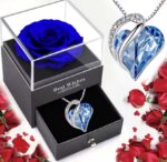 OCEAN HEART NECKLACE WITH ETERNAL ROSE JEWELRY BOX