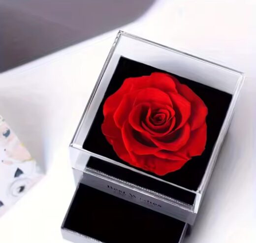 LUXURY RED ZIRCON GEART NECKLACE WITH ROSE GIFT